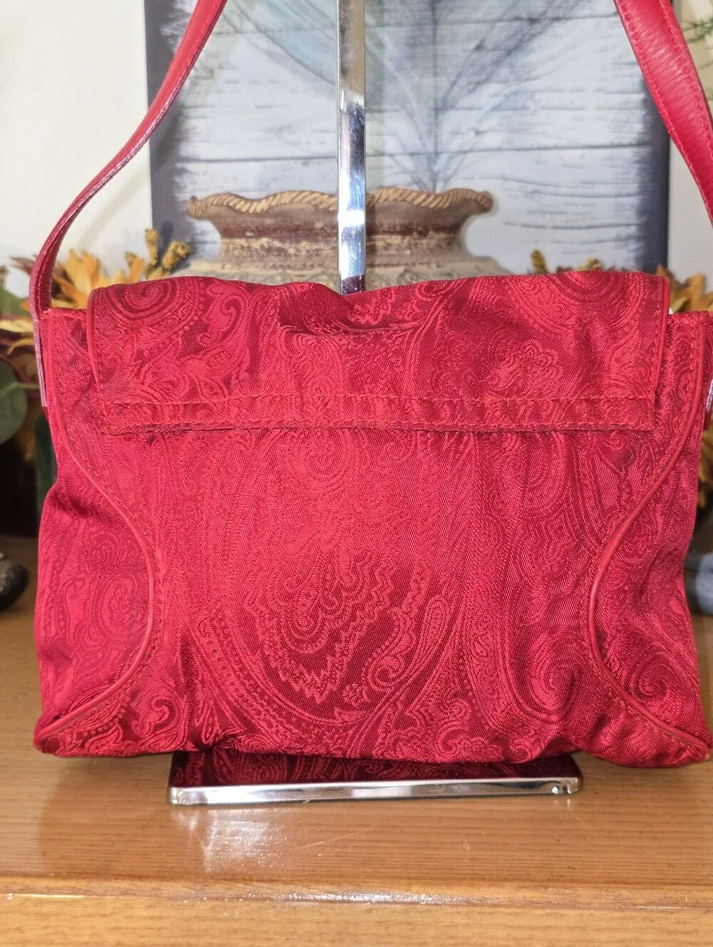 Etro Red Jaquard Crossbody C.O.A. Included EUC - Picture 2 of 16